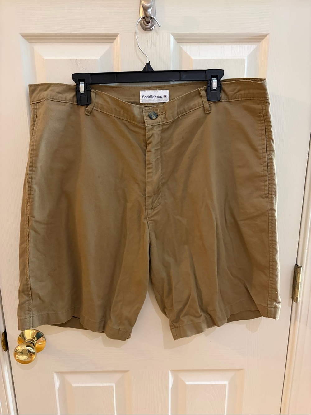 Saddlebred Men’s Khaki Chino Shorts Size 38W Classic Casual Flat Front